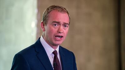 Liberal Democrat Party leader Tim Farron speaks to suporters and the press in London. Chris J Ratcliffe / Getty Images