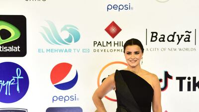 Lebanese actress Nour on the red carpet at the Cairo Opera House.