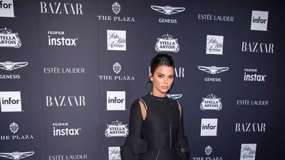 Kendall Jenner wears intense flares and sleeves by Vera Wang Collection Fall 2018. Definitely directional. Photo / AP