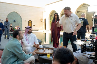 Al Turki and director Guy Ritchie on the set of In the Grey. Photo: Mohammed Al Turki