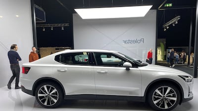 A Polestar 2 on display in Norwegian capital Oslo. From 2025, new Polestar vehicles sold in North America will be equipped with Tesla’s Nacs charging port by default. Reuters