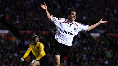 Kaka celebrates scoring his second goal for Milan. AFP