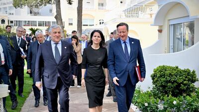 G7 foreign ministers, including Italy's Antonio Tajani, Germany's Annalena Baerbock and the UK's David Cameron, held three days of talks overshadowed by Middle East tensions. EPA