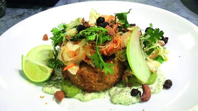Crab cakes dish. Courtesy of The Cycle Bistro.