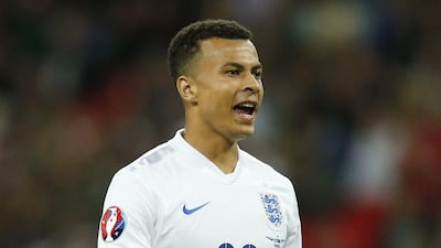 England’s Dele Alli shown after coming on for his debut in the Euro 2016 qualifying match against Estonia. John Sibley / Action Images / Reuters