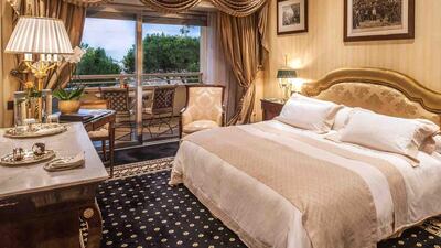 The Petronius Suite’s bedroom. Courtesy Waldorf Astoria Hotels & Resorts