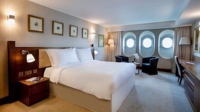 A deluxe room on the new QE2 in Dubai.