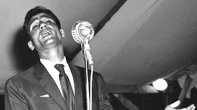Egyptian singer Abdel Halim Hafez during a live performance in 1959 in Lebanon. AFP