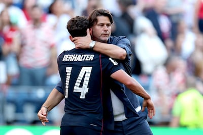 US coach Mauricio Pochettino consoles Sebastian Berhalter. EPA