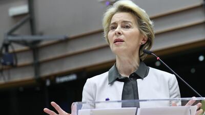 European Commission president Ursula von der Leyen unveils the Commission's broad orientations of 'Green New Deal' plan to fight climate change before the European Parliament in Brussels on December 11, 2019. AFP / ARIS OIKONOMOU