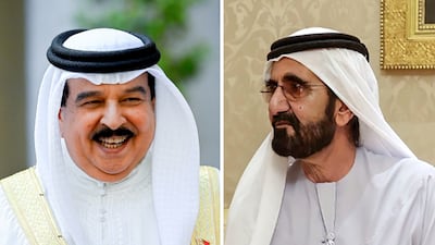 President Sheikh Mohammed bin Rashid, Vice President and Ruler of Dubai, sent congratulations to King Hamad of Bahrain on his country's 52nd National Day. AFP / Wam