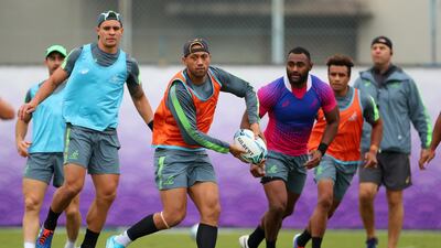 Christian Lealiifano of Australia looks for a pass during training. Getty