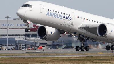 An Airbus A350 takes off at the aircraft builder's headquarters in Colomiers near Toulouse, France. REUTERS