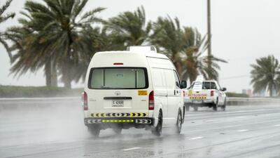 Rainfall in Abu Dhabi on Wednesday morning. Victor Besa/The National