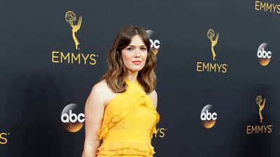 Mandy Moore wears Prabal Gurung to the 2016 Primetime Emmy Awards. EPA