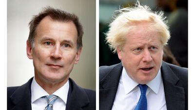 Jeremy Hunt and Boris Johnson, who are the final two contenders for leadership of the Conservative Party. AP