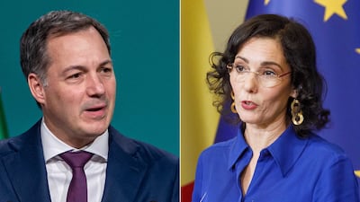 Belgian Prime Minister Alexander De Croo and Foreign Minister Hadja Lahbib are in a minority of European leaders calling for an Israel-Gaza ceasefire. EPA, AFP
