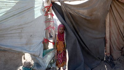 A young girl in a camp for displaced people in Yemen. The country is among recipients of foreign aid from Britain. EPA