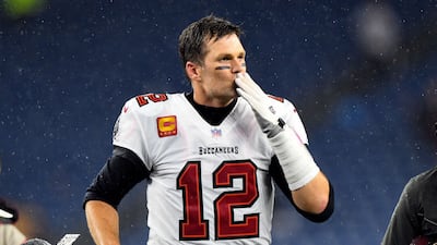 Tampa Bay Buccaneers quarterback Tom Brady blows a kiss to fans. Reuters