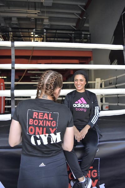 Fahima Falaknaz wants other Emirati women to step outside their comfort zones and take up boxing. Courtesy of Real Boxing Only gym