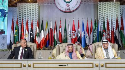 The last summit was held in 2019 in Tunis, charied by Saudi Arabia's King Salman bin Abdulaziz, pictured with his Foreign Minister Ibrahim Al-Assaf and Arab League Secretary-General Ahmed Aboul Gheit seated next to him. AFP