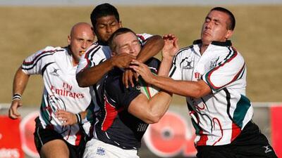 UAE national players, in white, will try to put the debacle of the Dubai Sevens and Four Nations tournaments behind them through play with their club side.