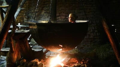 Olga Gharkova bathes in a hot pot at the British Banya bathhouse, in Krasnaya Polyana, Russia, on February 15, 2014, “The most important thing about the banya is to have a good spirit in the body,” said bathhouse master Ivan Tkach. Jae C. Hong / AP photo