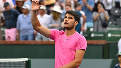 Carlos Alcaraz applauds the crowd after defeating Jannik Sinner in the Indian Wells semi-finals. Reuters