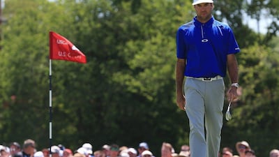 Bubba Watson of the US reacts on the fourth hole during the second round at 116th US Open Championship at Oakmont Country Club in Oakmont, Pennsylvania, USA, 18 June 2016. EPA/TANNEN MAURY