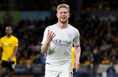 Manchester City's Kevin De Bruyne celebrates scoring their fourth goal. Action Images