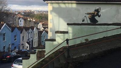 A possible new Banksy artwork has appeared on the side of a house in Bristol. Courtesy Street Art News