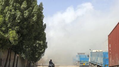 Sharjah, United Arab Emirates - August 22nd, 2017: Fire at an industrial estate. Tuesday, August 22nd, 2017 at Industrial Estate 10, Sharjah. Chris Whiteoak / The National