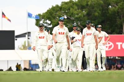 Australian players after their loss to Bangladesh on Day 4 of the first Test in Darwin. EPA