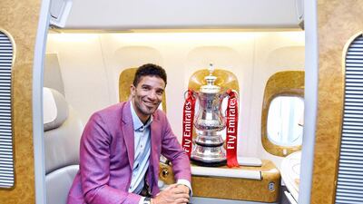 FA Cup ambassador and former English international player David James accompanies the Emirates FA Cup. Courtesy Emirates