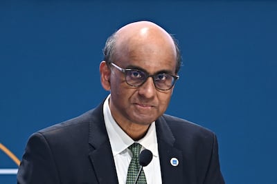 Former Singapore's Deputy Prime Minister Tharman Shanmugaratnam at a high-level independent panel during the G20 Finance Ministers' and Central Bank Governors' meeting in Venice on July 9, 2021. AFP