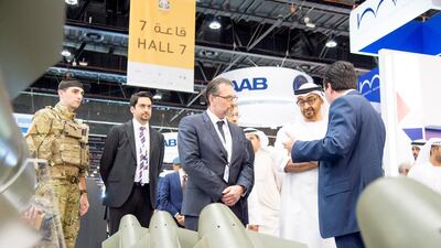 Sheikh Mohamed bin Zayed, Crown Prince of Abu Dhabi and Deputy Supreme Commander of the UAE Armed Forces, tours the 2017 International Defence Exhibition and Conference. Mohamed Al Suwaidi / Crown Prince Court - Abu Dhabi