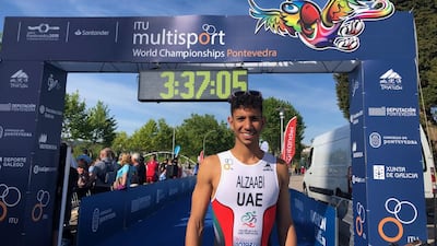 Faris Al Zaabi after competing in the Pontevedra International Triathlon Union (ITU) Multisport World Championships. Courtesy UAE Triathlon Association