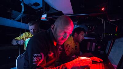 Ian Walker plots the strategy in the navigation station below the Azzam deck. Matt Knighton / ADOR