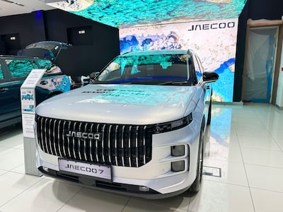A Jaecoo 7 car on display in a London showroom. Getty Images