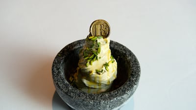 Roberto's famous pistachio ice cream is served with extra virgin olive oil. Photo: Roberto's