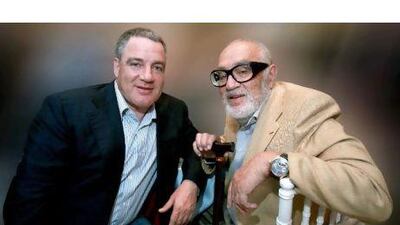 Israeli businessman Sammy Ofer, right, with his son Idan, whose family business is one of seven companies facing US sanctions. Moshe Shair / EPA