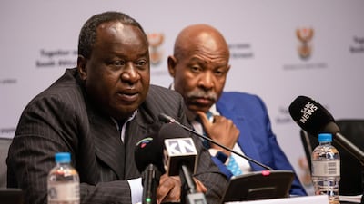 Tito Mboweni, South Africa's finance minister, left, is troubled by the economic situation his country is in. Dwayne Senior / Bloomberg