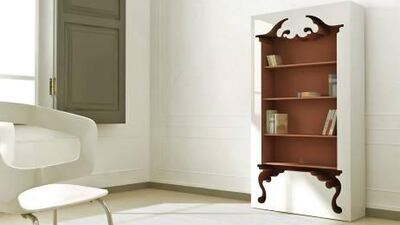 The designer Jaren Goh mixes ornate baroque style with contemporary simplicity in the Vintage bookshelf for Munkii. Courtesy of Munkii