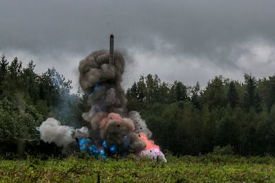 A Russian Iskander-M launches during military exercises outside the St Petersburg region in September 2017. EPA