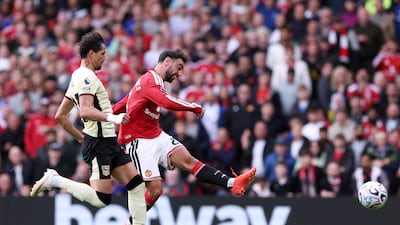 Bruno Fernandes scores for Manchester United to make it 1-1. Getty Images