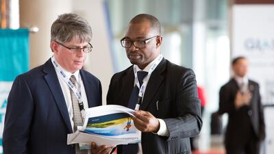 Attendees at the Global Investment in Aviation Summit in Dubai. Nigeria is seeking investors to back its new planned airline. Leslie Pableo for The National.