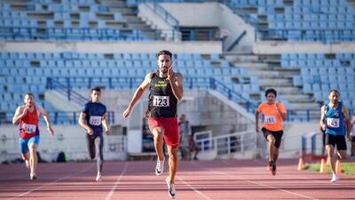 Nour Hadid eases to a comfortable 200m win at the Camille Chamoun Sports City Stadium, Beirut, Lebanon on 29 May 2021. Christel Saneh for The National
