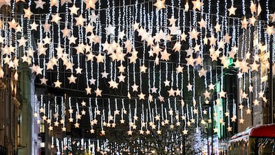 Stars hang down on Oxford Street.