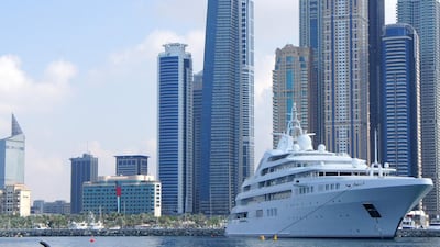 The Seabreacher is available here in the UAE. It is pictured in front of Dubai Marina. Courtesy Innespace Productions