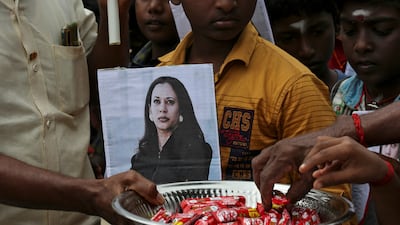Celebration on the day of the inauguration of Joe Biden and Kamala Harris in Thulasendrapuram, where Harris' maternal grandfather was born and grew up, January 2021. Reuters